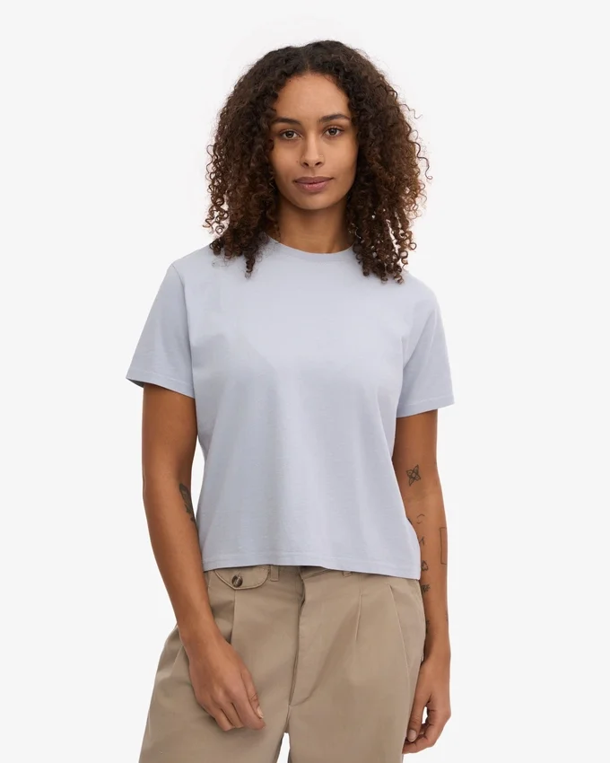 Camiseta corta holgada orgánica - Azul polar