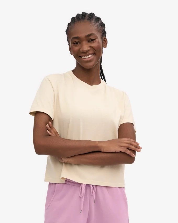 Camiseta corta holgada orgánica - Blanco marfil