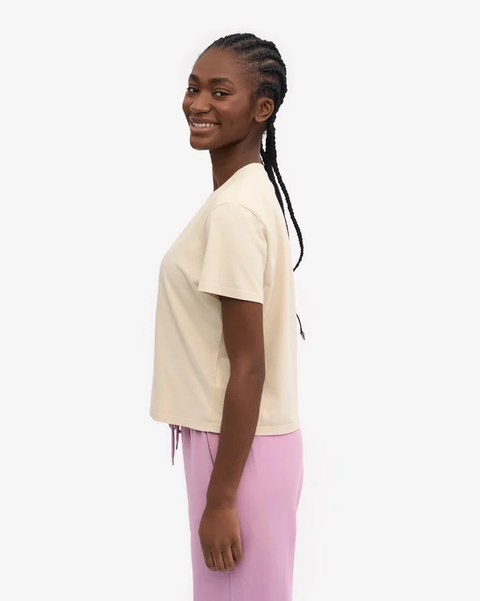 Camiseta corta holgada orgánica - Blanco marfil