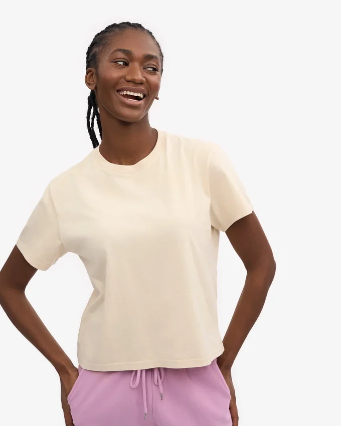 Camiseta corta holgada orgánica - Blanco marfil