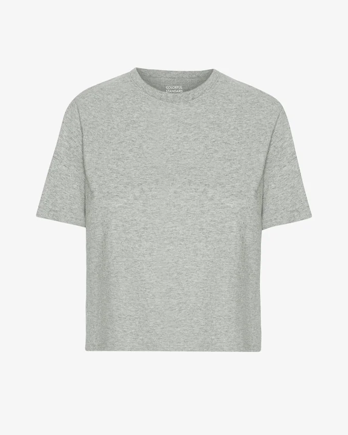 Camiseta corta holgada orgánica - Gris jaspeado