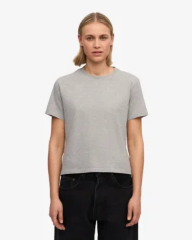 Camiseta corta holgada orgánica – Gris jaspeado