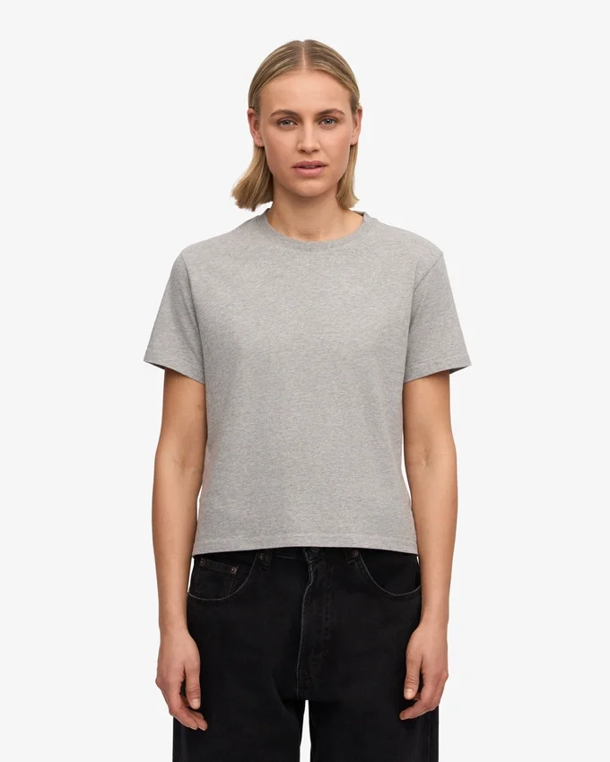 Camiseta corta holgada orgánica - Gris jaspeado