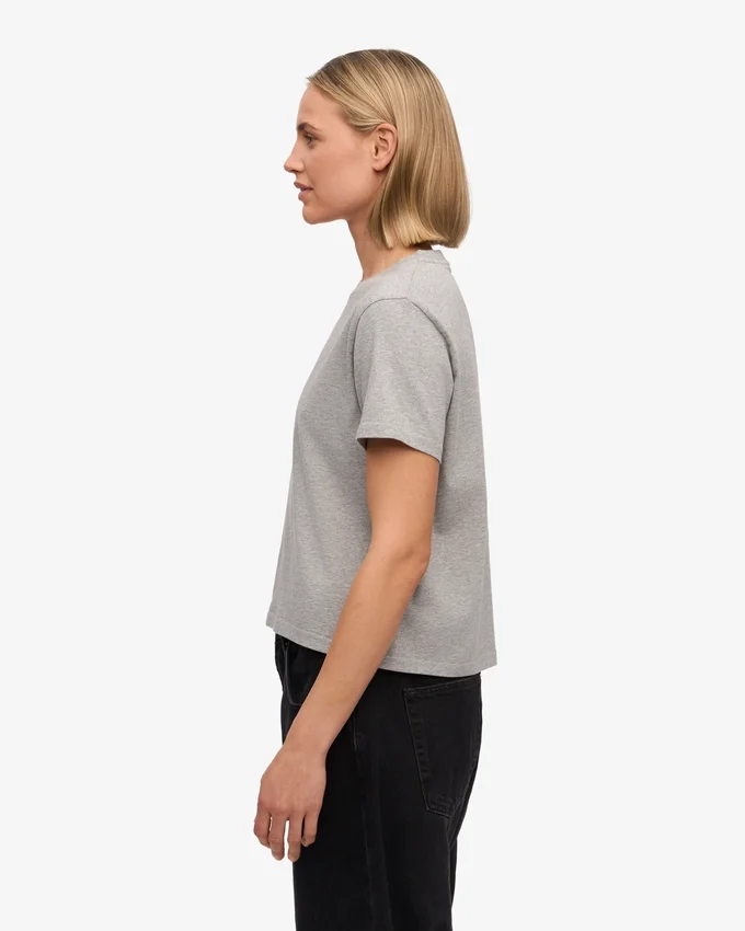 Camiseta corta holgada orgánica - Gris jaspeado