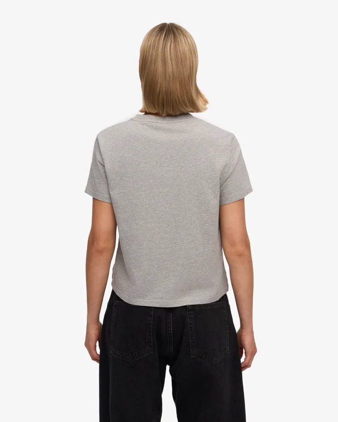 Camiseta corta holgada orgánica - Gris jaspeado