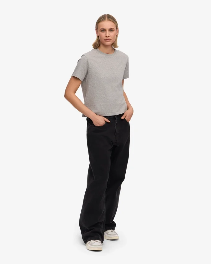 Camiseta corta holgada orgánica - Gris jaspeado