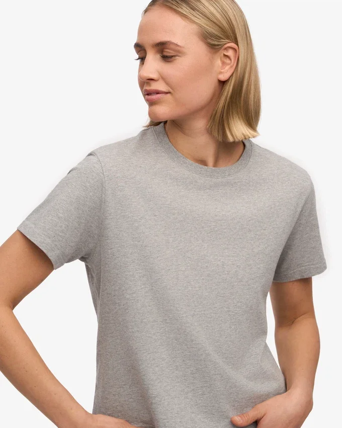 Camiseta corta holgada orgánica - Gris jaspeado