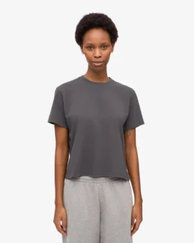 Camiseta corta holgada orgánica – Gris lava