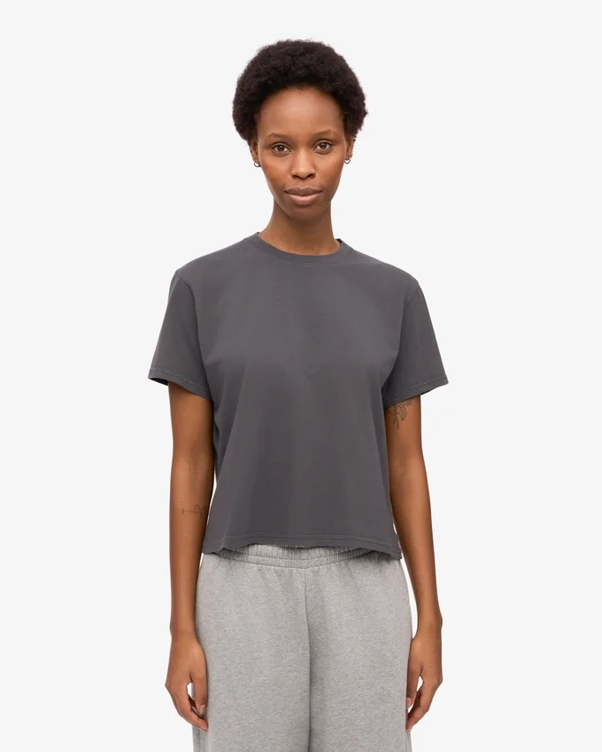 Camiseta corta holgada orgánica - Gris lava
