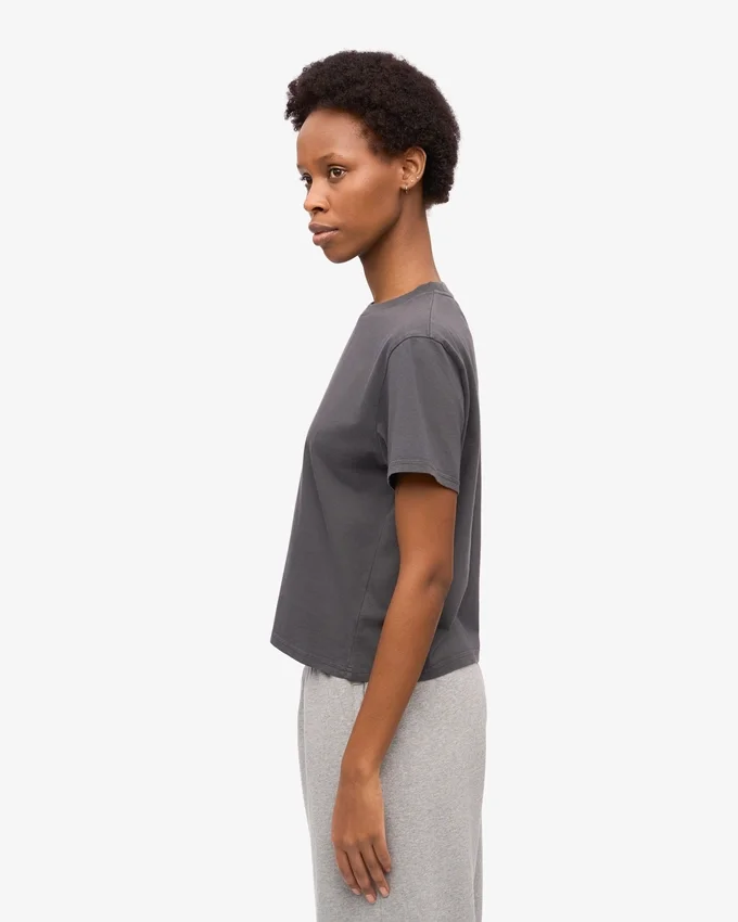 Camiseta corta holgada orgánica - Gris lava