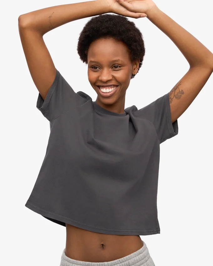 Camiseta corta holgada orgánica - Gris lava