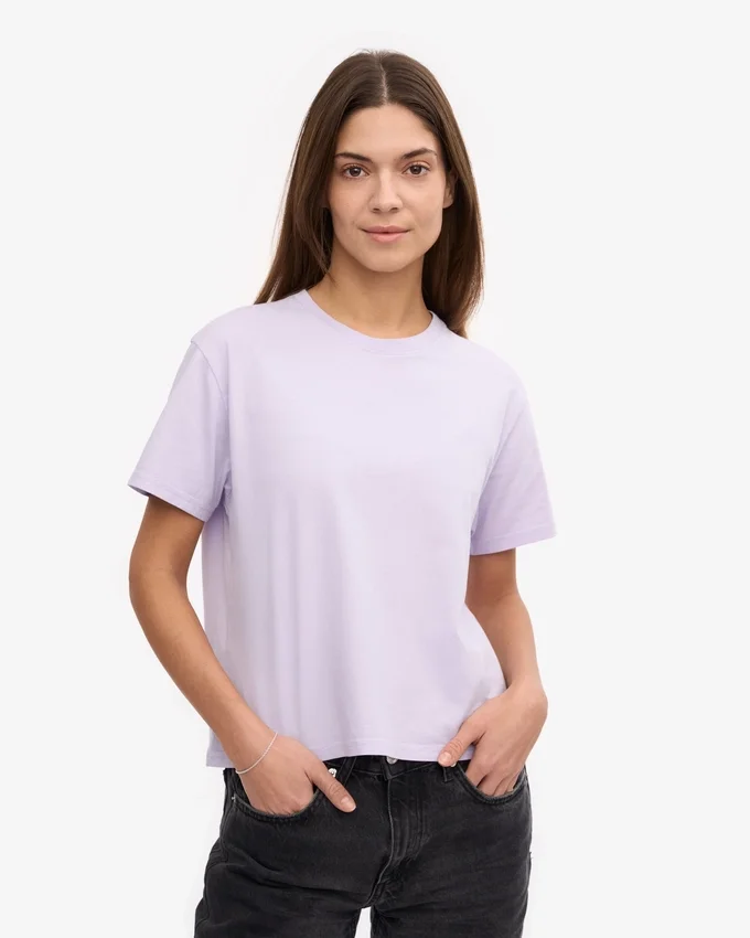 Camiseta corta holgada orgánica - Lavanda suave