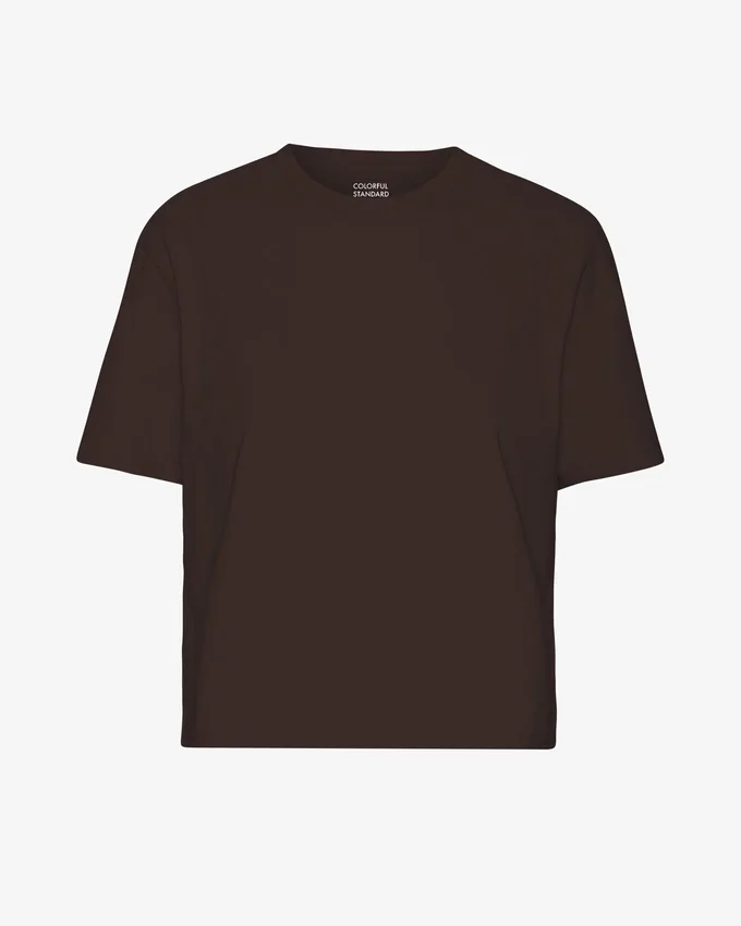 Camiseta corta holgada orgánica - Marrón café