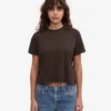 Camiseta corta holgada orgánica - Marrón café