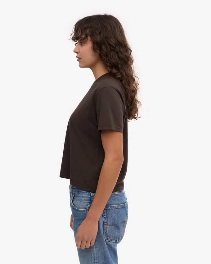 Camiseta corta holgada orgánica - Marrón café