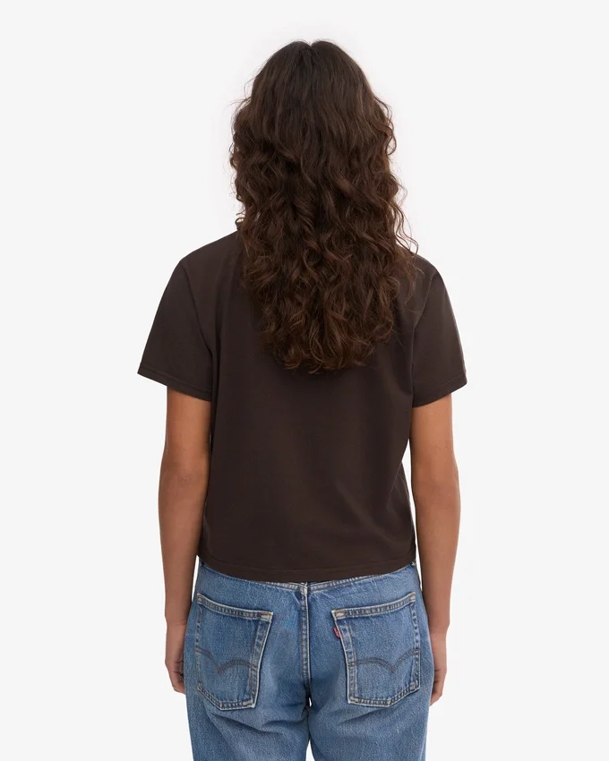 Camiseta corta holgada orgánica - Marrón café