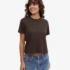 Camiseta corta holgada orgánica - Marrón café