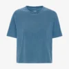 Camiseta corta holgada orgánica - Índigo descolorido