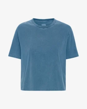Camiseta corta holgada orgánica - Índigo descolorido