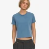 Camiseta corta holgada orgánica - Índigo descolorido