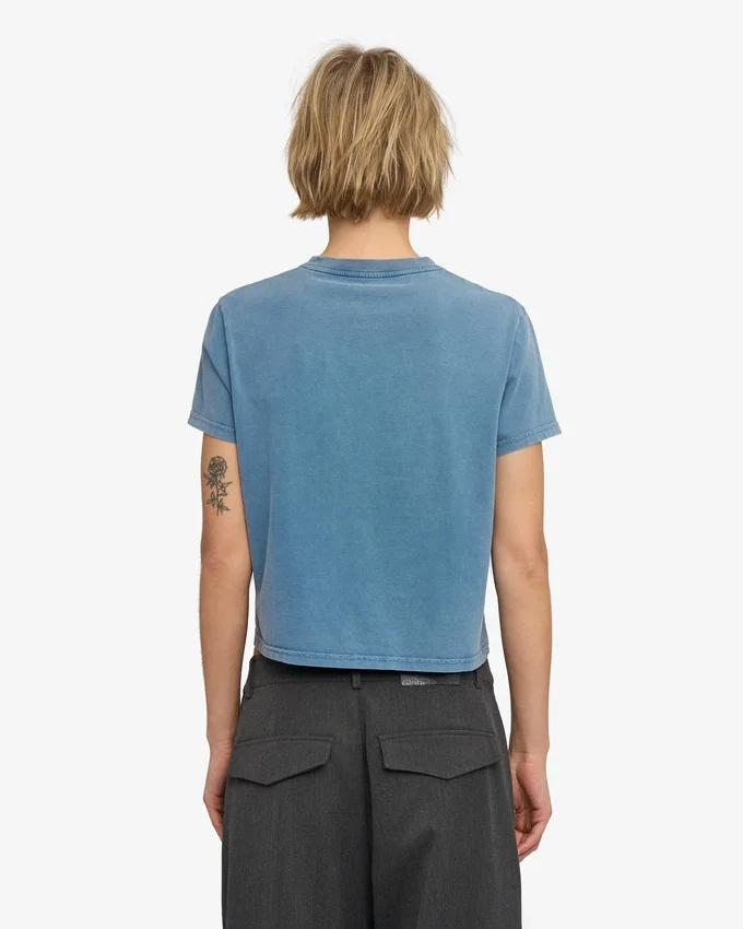 Camiseta corta holgada orgánica - Índigo descolorido