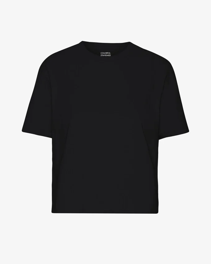 Camiseta corta holgada orgánica - Negro intenso