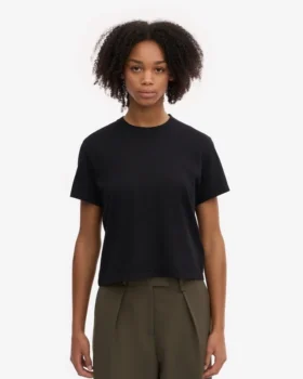 Camiseta corta holgada orgánica – Negro intenso