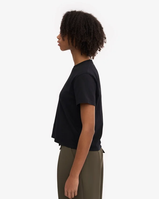 Camiseta corta holgada orgánica - Negro intenso