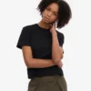 Camiseta corta holgada orgánica - Negro intenso