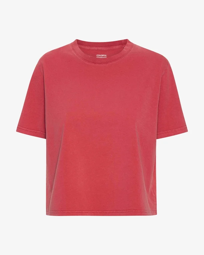 Camiseta corta holgada orgánica - Rojo deslavado