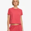Camiseta corta holgada orgánica - Rojo deslavado