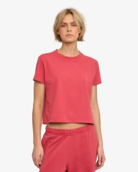 Camiseta corta holgada orgánica – Rojo deslavado