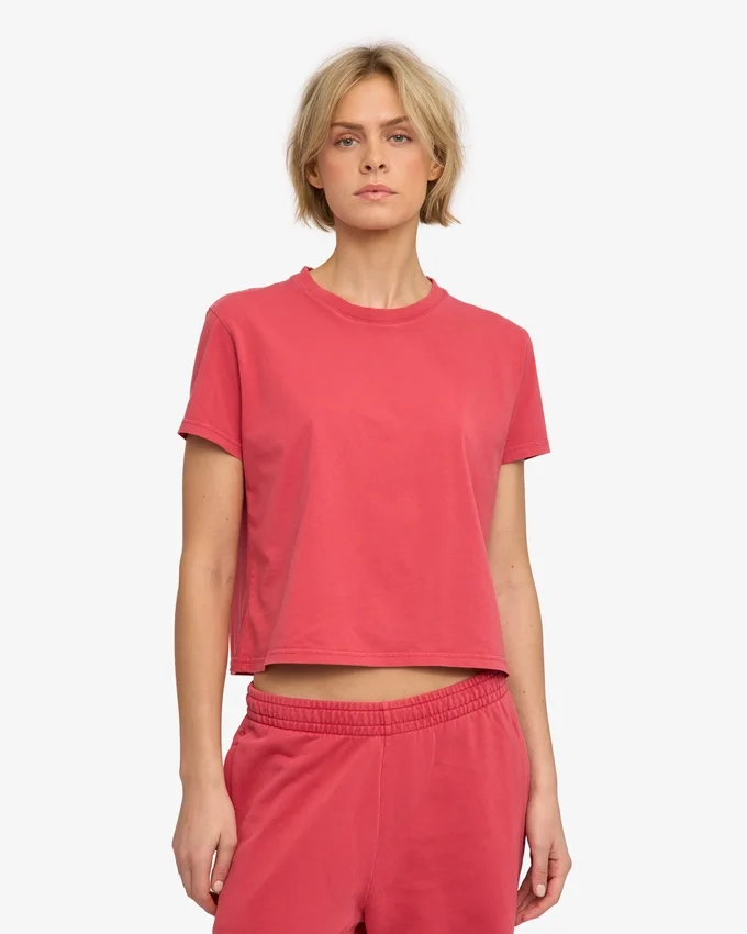 Camiseta corta holgada orgánica - Rojo deslavado