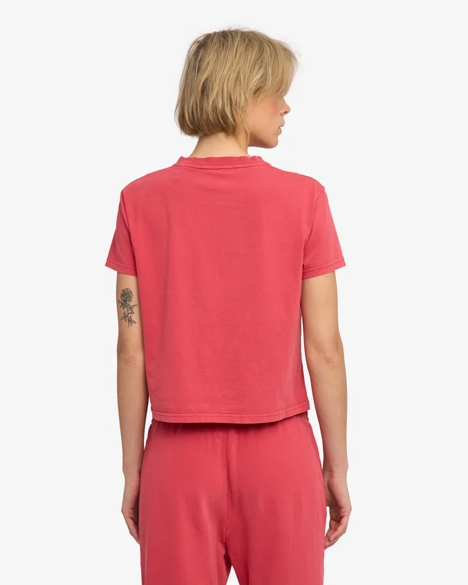 Camiseta corta holgada orgánica - Rojo deslavado