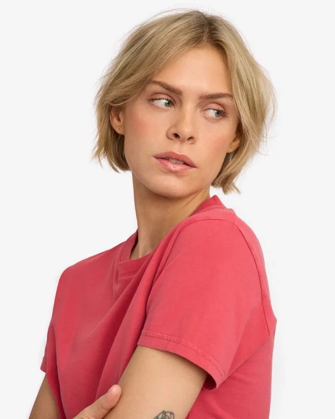 Camiseta corta holgada orgánica - Rojo deslavado