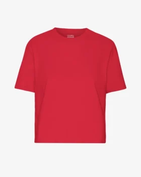 Camiseta corta holgada orgánica - Rojo escarlata