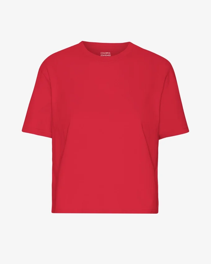 Camiseta corta holgada orgánica - Rojo escarlata