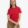 Camiseta corta holgada orgánica - Rojo escarlata