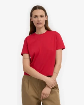 Camiseta corta holgada orgánica – Rojo escarlata