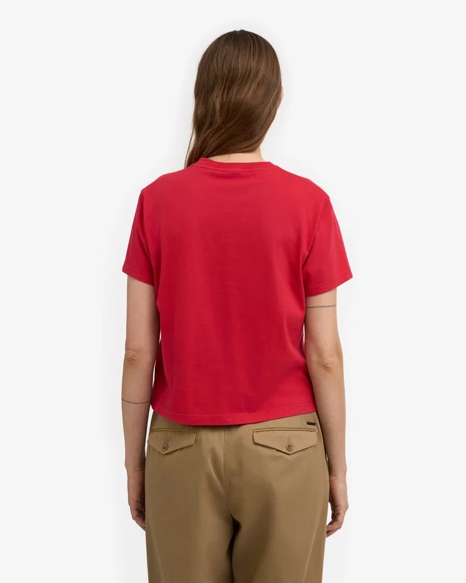 Camiseta corta holgada orgánica - Rojo escarlata