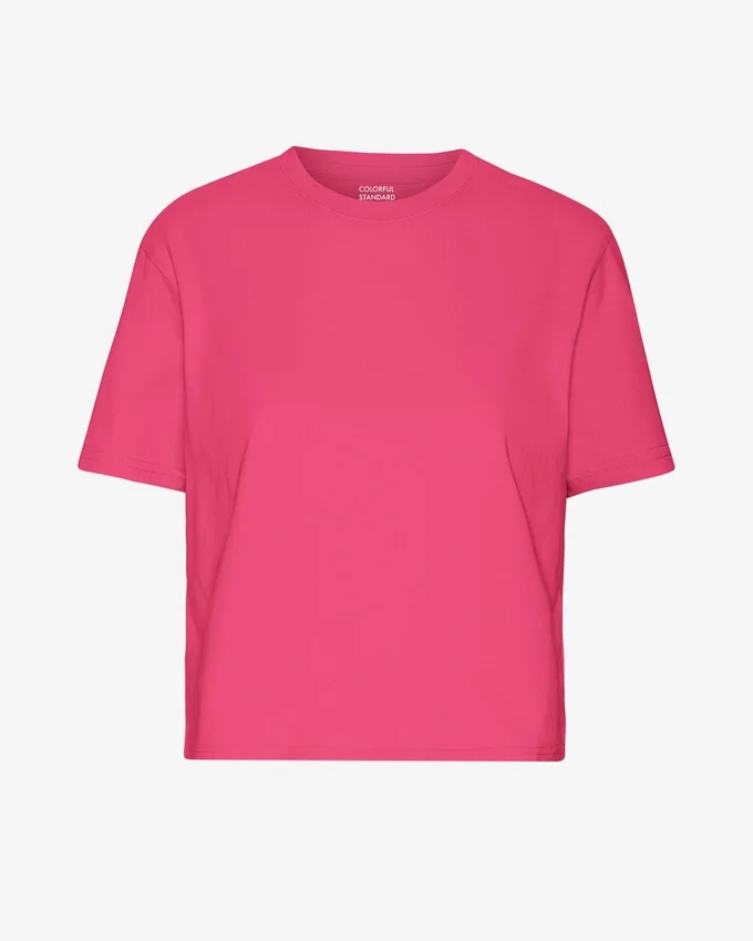 Camiseta corta holgada orgánica - Rosa chicle