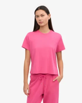Camiseta corta holgada orgánica – Rosa chicle