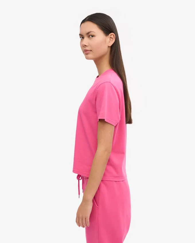Camiseta corta holgada orgánica - Rosa chicle