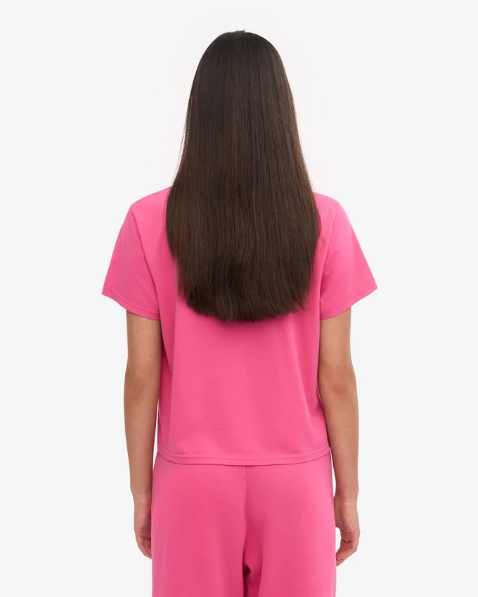 Camiseta corta holgada orgánica - Rosa chicle