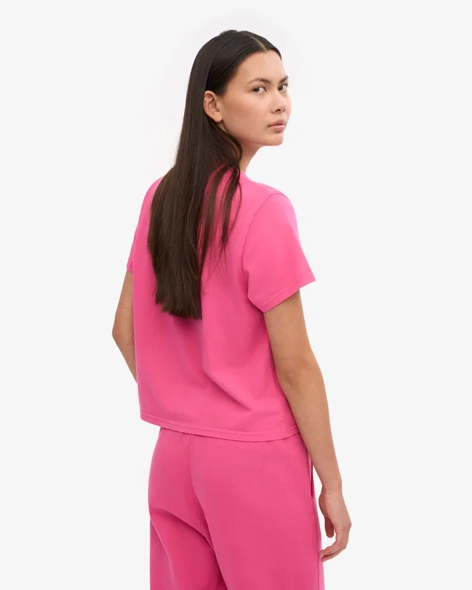 Camiseta corta holgada orgánica - Rosa chicle