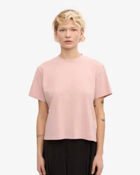 Camiseta corta holgada orgánica – Rosa descolorido
