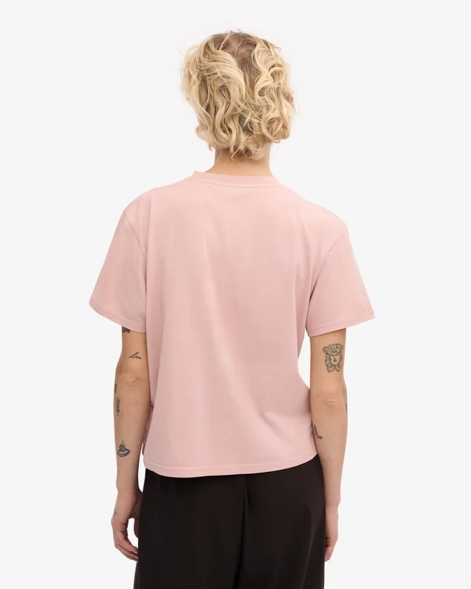 Camiseta corta holgada orgánica - Rosa descolorido
