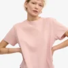 Camiseta corta holgada orgánica - Rosa descolorido