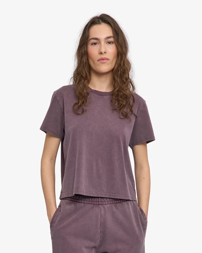 Camiseta corta holgada orgánica - Uva descolorida