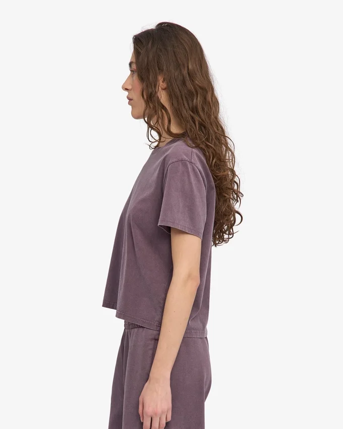 Camiseta corta holgada orgánica - Uva descolorida
